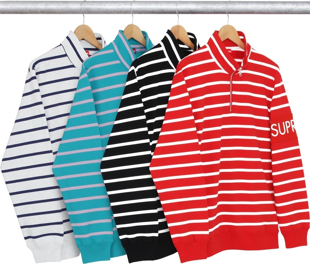 Striped Half Zip Sweat